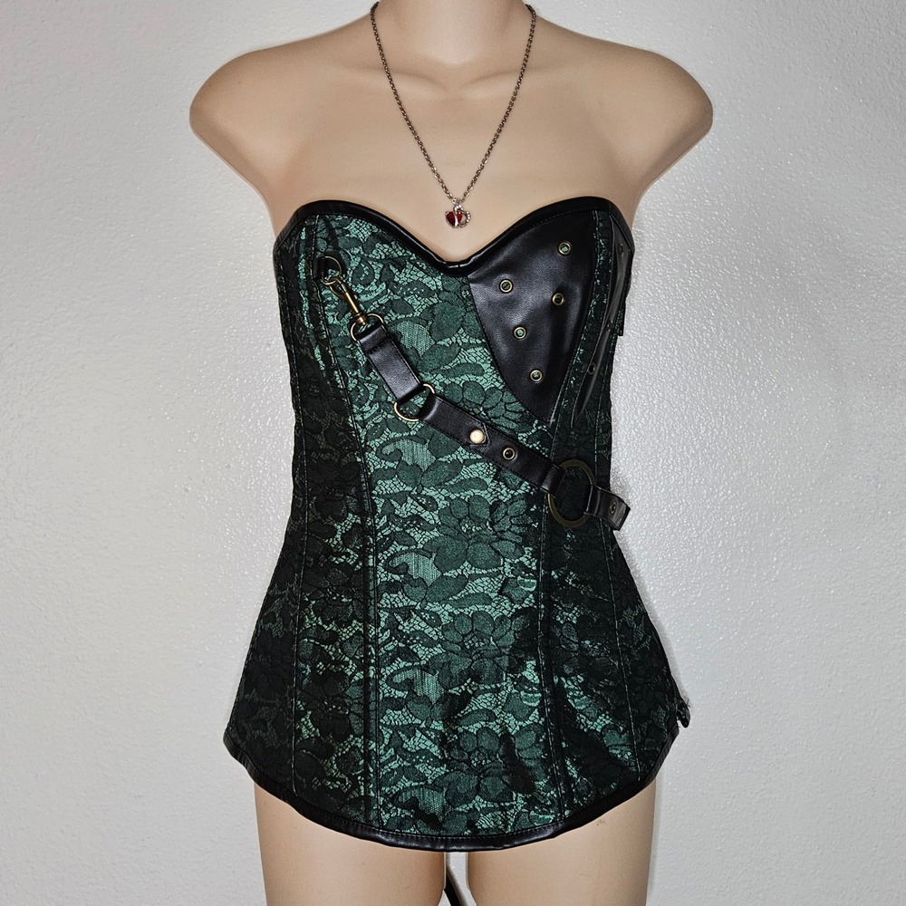 Charmian Gothic Lace Corset Steampunk Buckle Detail